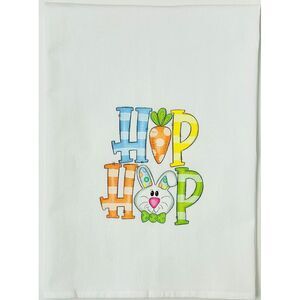 Hip Hop Bunny Whimsical Spring Flour Sack Kitchen Dish Towel